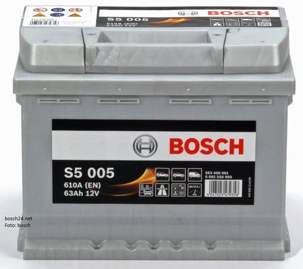 Starterbatterie Bosch S5      63Ah 610A   0092S50050  S5 005