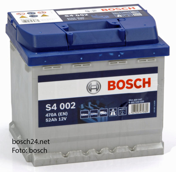 Starterbatterie Bosch S4      52Ah 470A  0092S40020