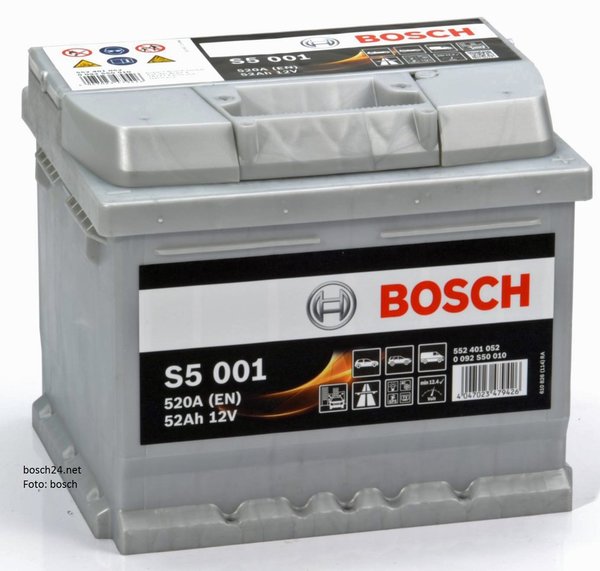 Starterbatterie Bosch S5      52Ah 520A   0092S50010  S5 001