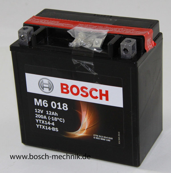 Motorradbatterie Bosch M6      12Ah 200A  0092M60180  M6018