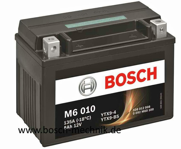 Motorradbatterie Bosch M6      8Ah 135A  0092M60100  M6010
