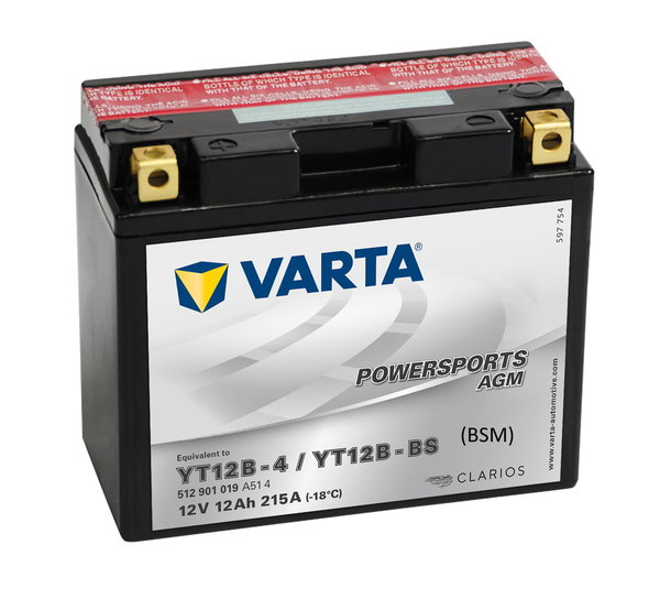 Motorradbatterie Varta Powersports AGM       12Ah 215A    512901019 A514